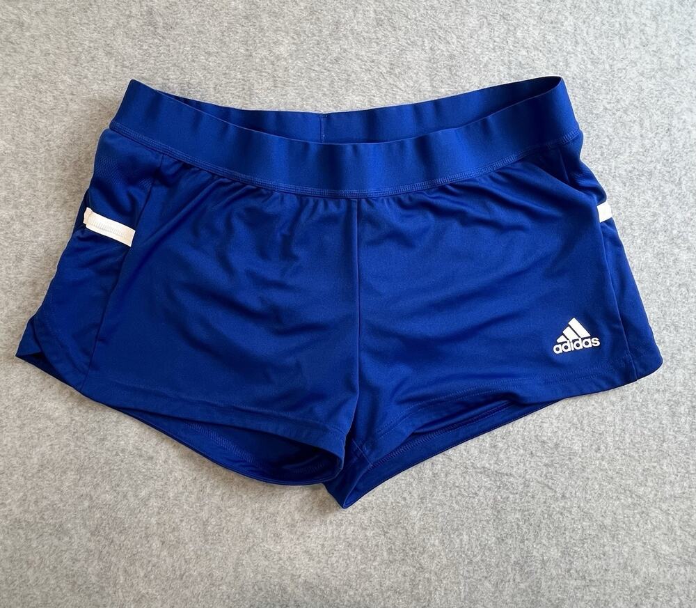 adidas AEROREADY Men's Blue/White Athletic Shorts Elastic Waist Solid L